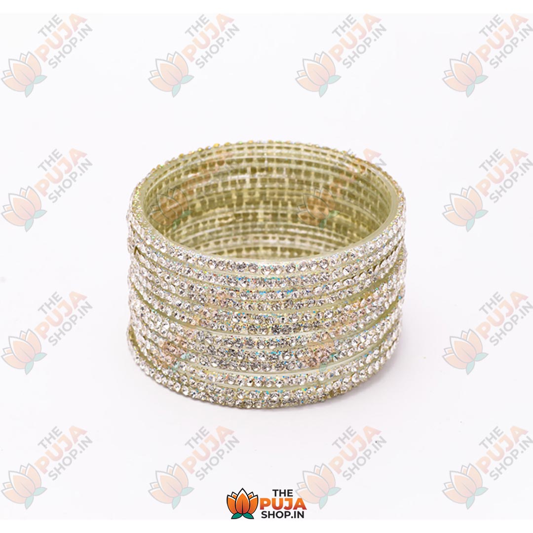 Glass Bangles with Silver Stones