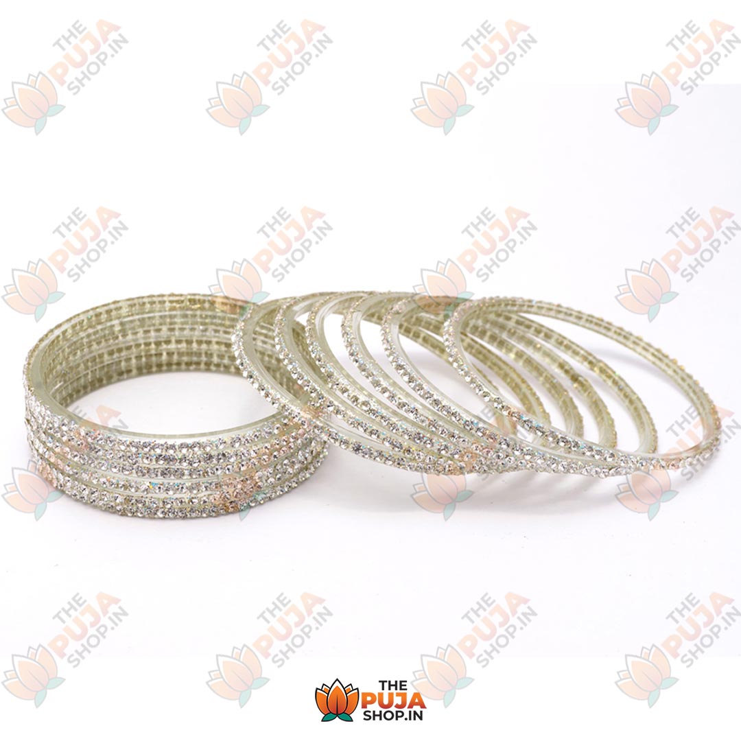 Glass Bangles with Silver Stones
