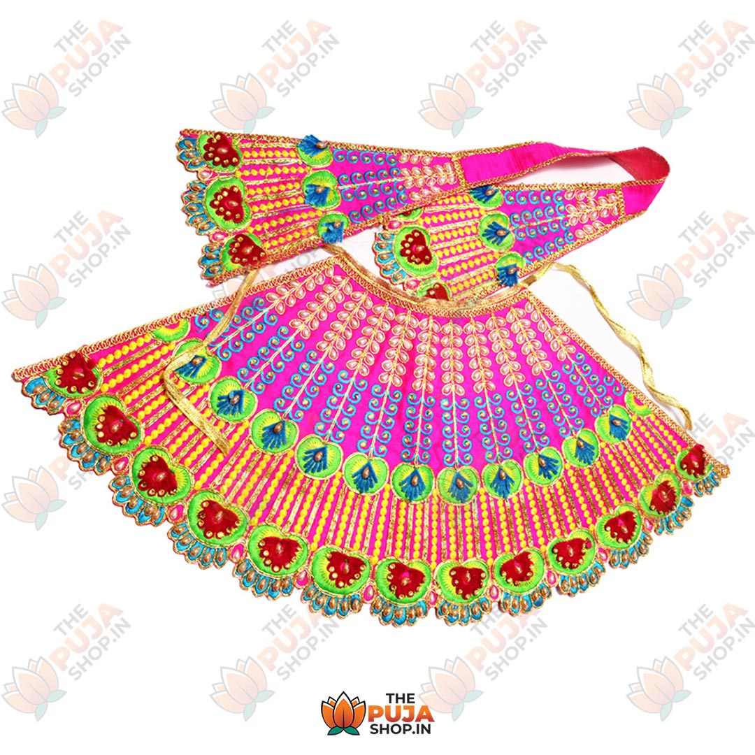 Durga Mata Lehnga Patka Pink color with embroidery